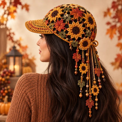 🍂🧶 Handmade Crochet Garden Cap – Floral & Woodland Collection
