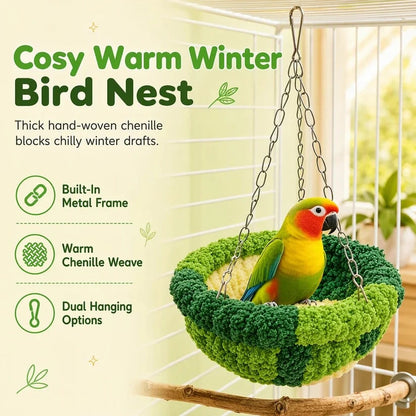🐦🧶Cozy Winter Hanging Bird House — Soft In-Cage Habitat