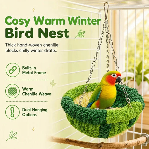 🐦🧶Cozy Winter Hanging Bird House — Soft In-Cage Habitat