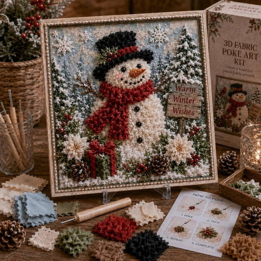 🎄 3D Christmas Fabric Poke Art Kit – DIY No-Sew Holiday Décor for Adults & Beginners