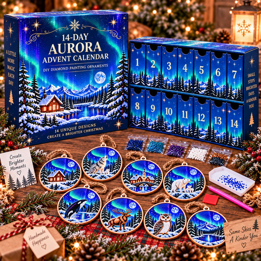 🌌 Northern Lights Advent Calendar | 14 DIY Diamond Ornaments