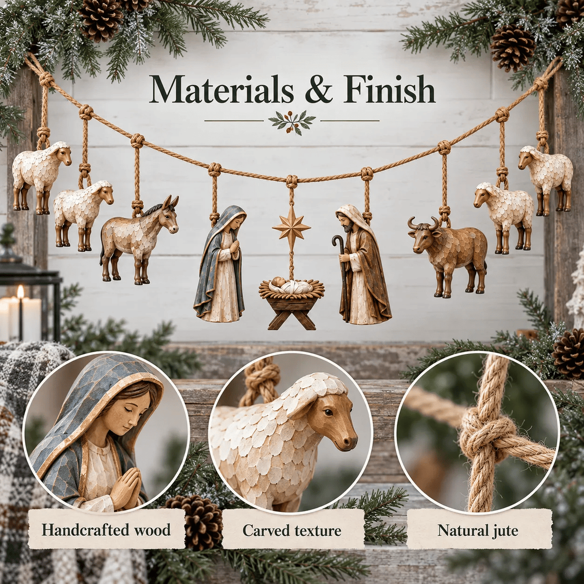 🎄🙏 Bethlehem Blessing™ | Wooden Nativity Garland