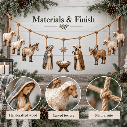 🎄🙏 Bethlehem Blessing™ | Wooden Nativity Garland