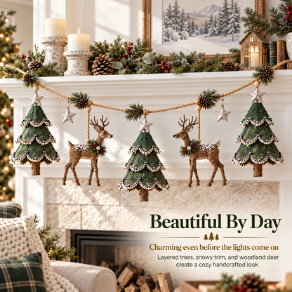 🦌✨ Woodland Deer Glow™ | Lighted Christmas Garland