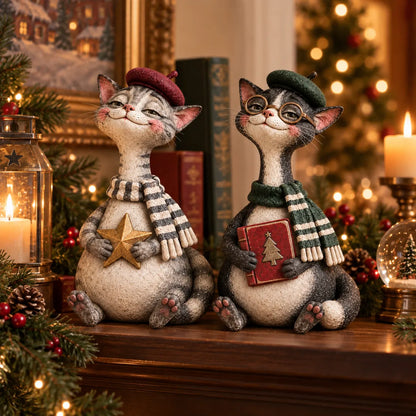 🐱The Christmas Cat Society™ – Whimsical Hand-Painted Holiday Cat Figurine Collection