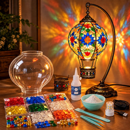 ⏳ LAST DAY 49% OFF | 🎈 Light Up Your Own Mosaic Sky | Turkish Hot Air Balloon Lamp DIY Kit ✨