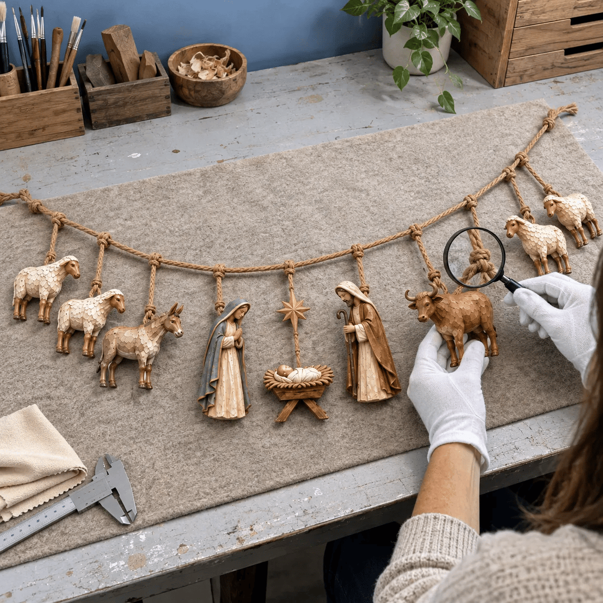 🎄🙏 Bethlehem Blessing™ | Wooden Nativity Garland