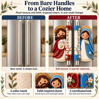 ⏳ Last Day 49% OFF – ✝️ Heaven in the Kitchen | Jesus & Mary Plush Handle Huggers ❤️