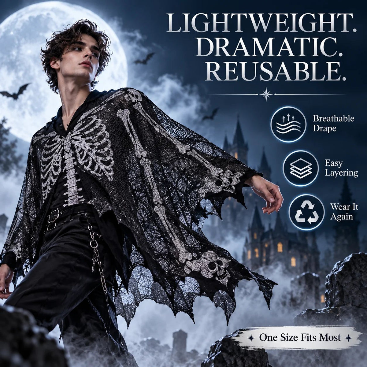 Women's Dark Magic Cosplay Cape - Safe & Machine Washable 🦇