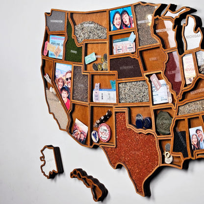 🎁 Personalized USA Travel Memory Map – Collect & Display Your Travel Keepsakes