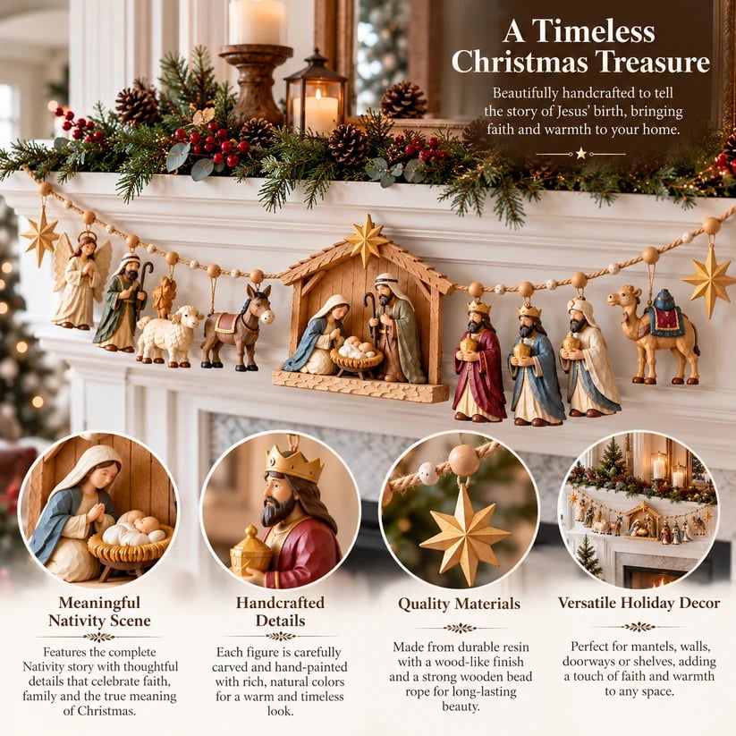 ✝️⭐ Hope Was Born in Bethlehem™ | Christmas Nativity Garland