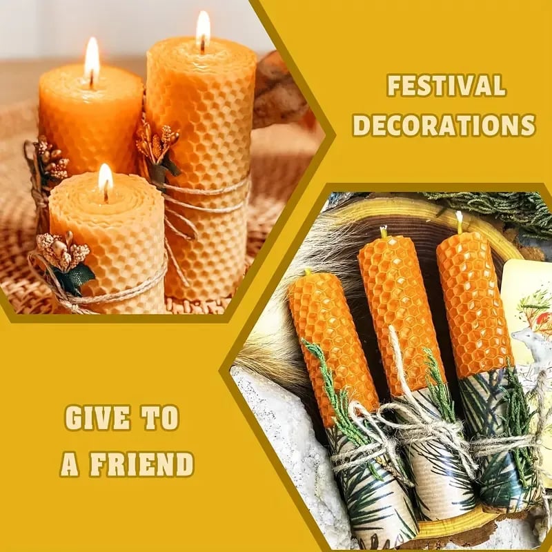🕯️🐝 HoneyGlow DIY Beeswax Candle Kit – Roll, Create & Light Up Cozy Moments (12-Piece Set)
