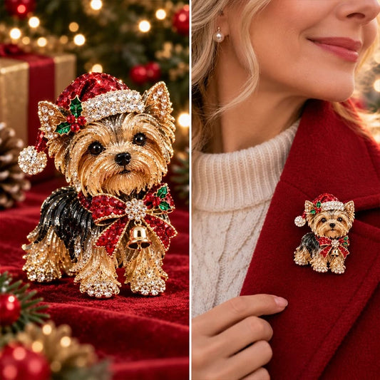 🎄🐶 Christmas Westie & Yorkie Dog Brooches – Adorable Holiday Accessories