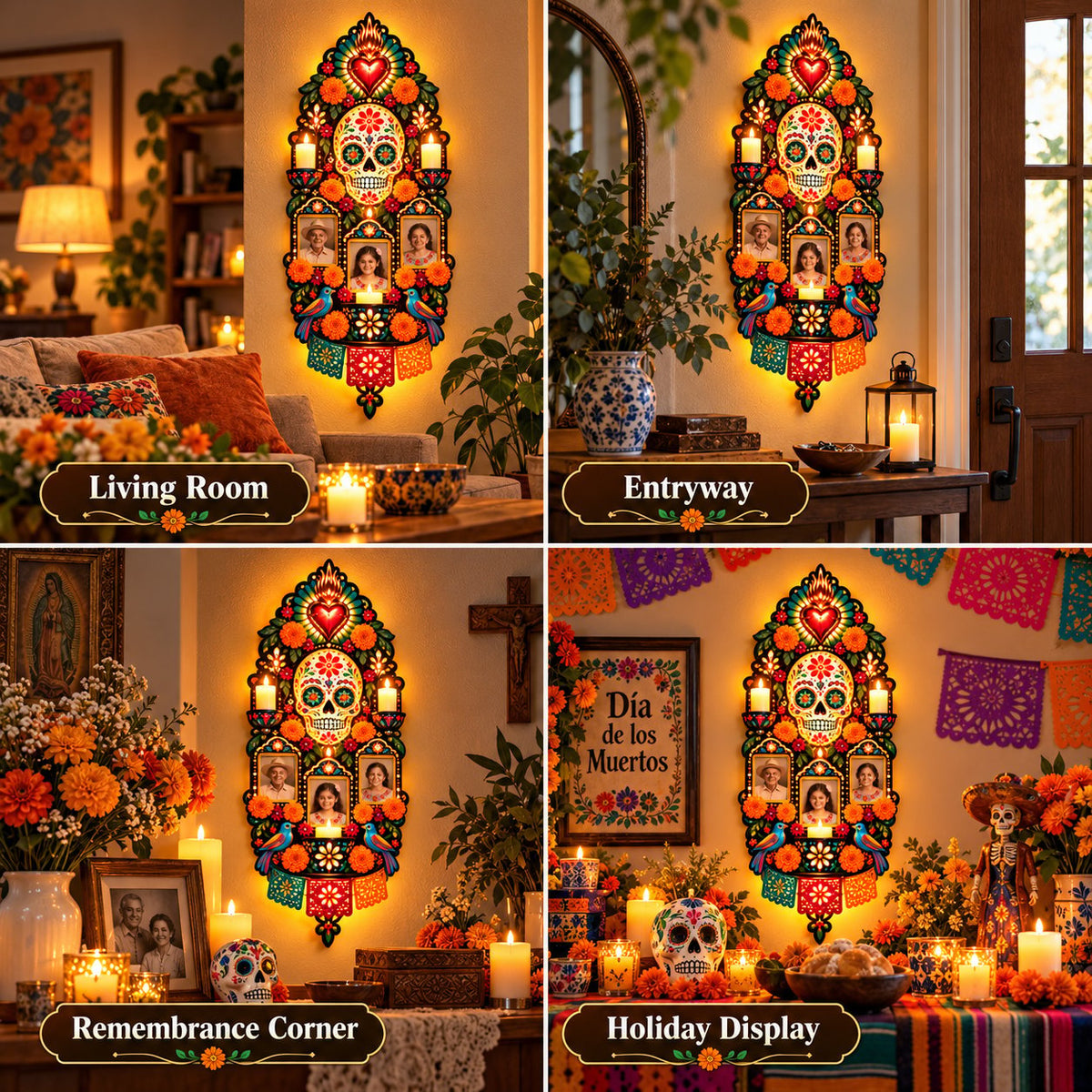 🕯️💀 Día de los Muertos Memorial Wall Light – Forever in Our Hearts, Always in the Glow ❤️