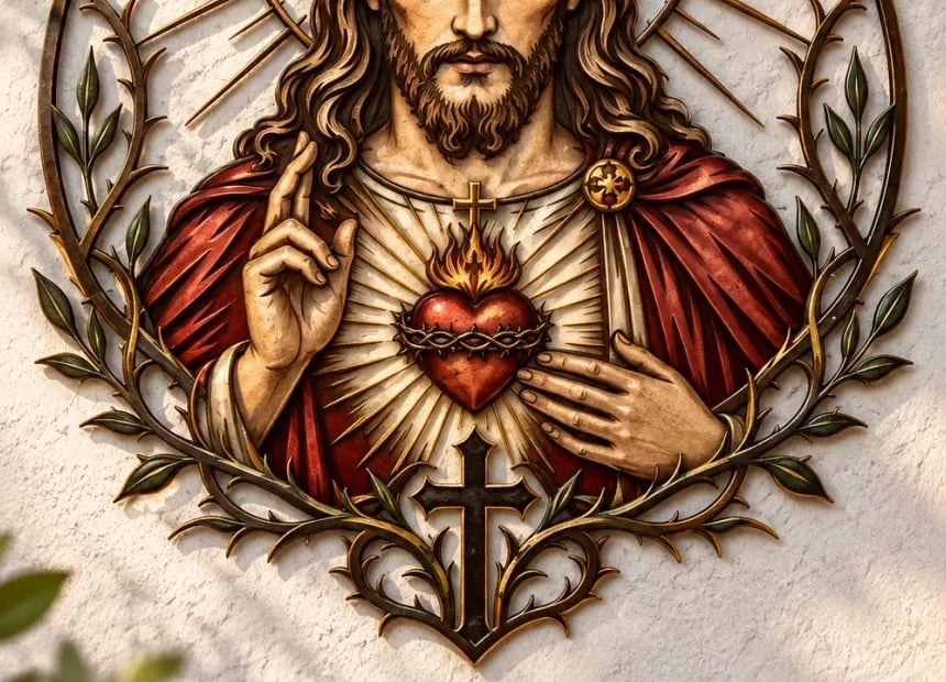 ❤️ The Heart That Watches Over Us | Jesus Wall Sculpture