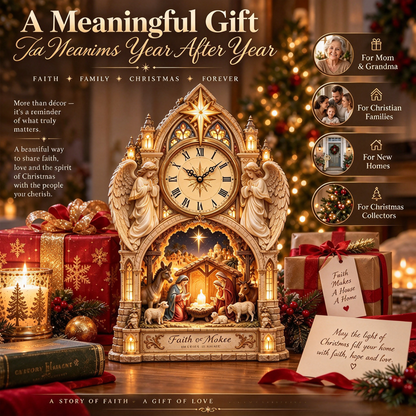 ✝️✨ Holy Night Cathedral™ | Lighted Nativity Christmas Clock