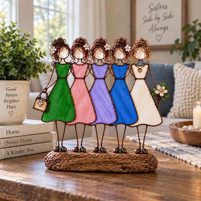 💞🪟 Sisters in Light™ | Stained Glass-Inspired Friendship Figurine