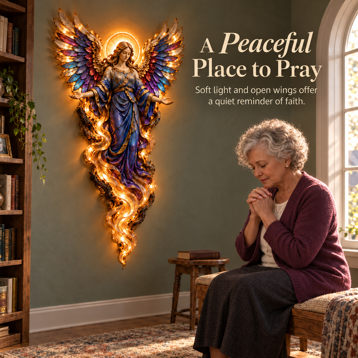 ✝️✨ Heavenly Angel Glow – Illuminated Faith Wall Decor