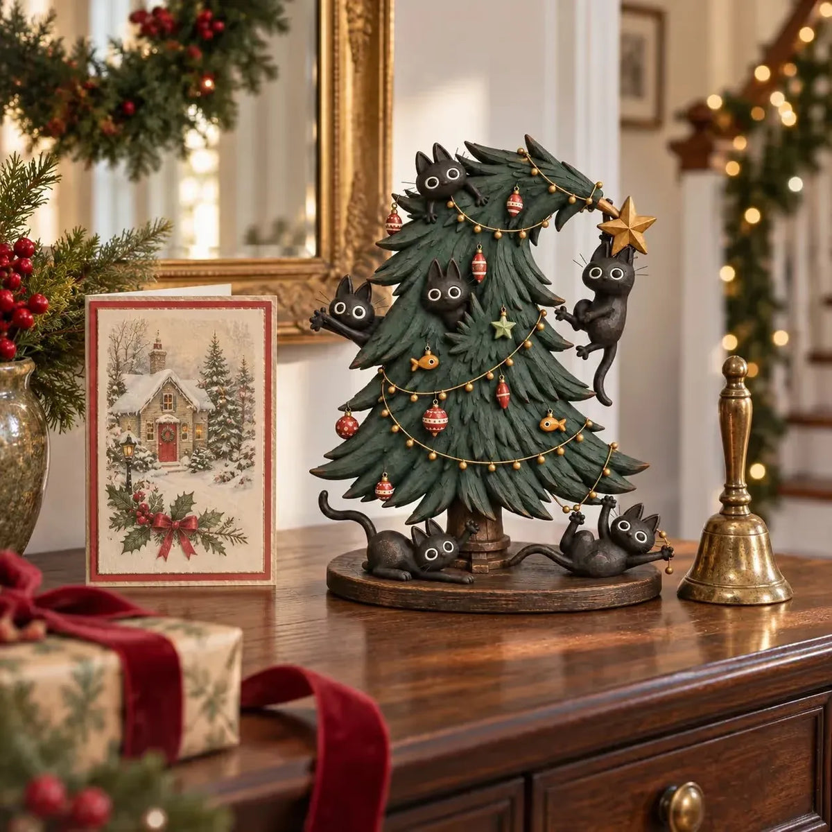 🎄🐈 Midnight Mischief™ | Cute Black Cat Christmas Tree Decor