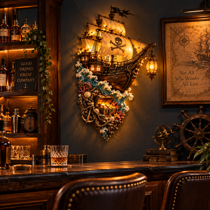 ⚓The Captain’s Last Voyage™ | Illuminated Pirate Wall Scene
