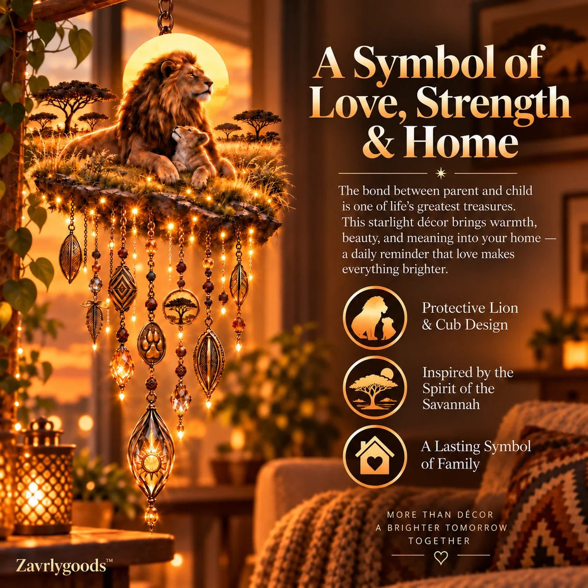 🦁❤️ Savannah Lion Family Glow ✨ Illuminated Lion & Cub Wall Decor