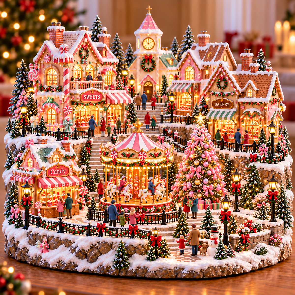 🎄✨ Enchanted Candy Market Village – Lighted Christmas Holiday Display 🍭