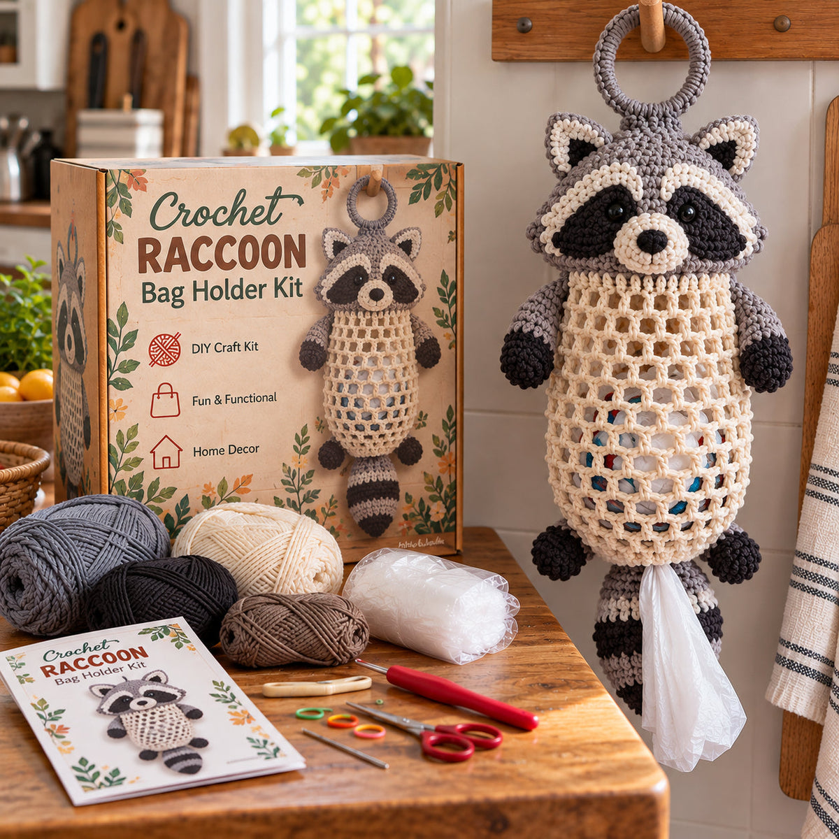 🧶🐸 Crochet Animal Bag Holder DIY Kit | Cute & Functional Hanging Storage