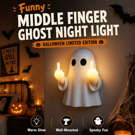 👻 HALLOWEEN MEGA SALE 50% OFF – Funny Middle Finger Ghost Night Light🖕