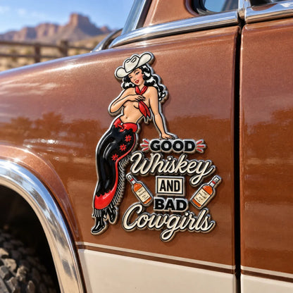 🤠 Whiskey & Wild Cowgirls | Rustic Western Car Badge