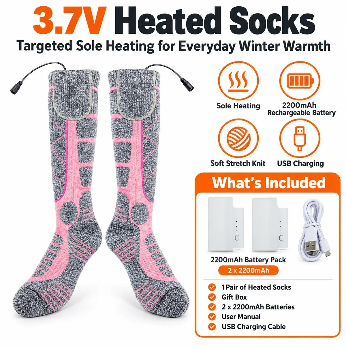🔥🧦 SoleHeat Pro™ | Rechargeable Heated Socks with 3 Heat Levels