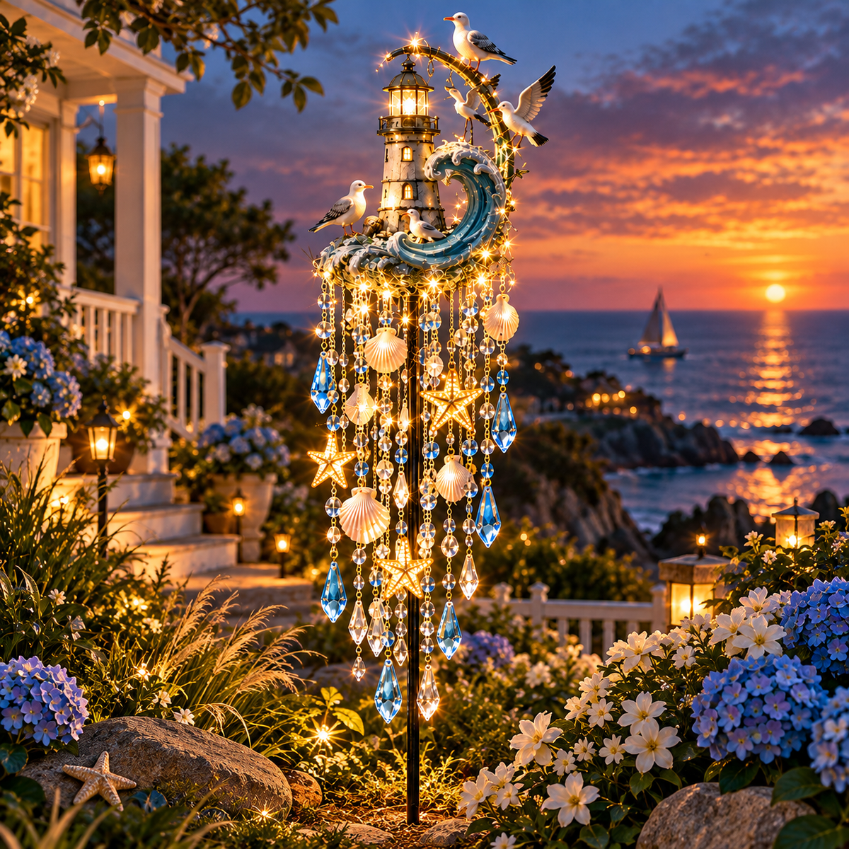 ✨🌊 Lighthouse Tide Glow – Solar Coastal Garden Light