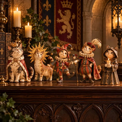 🏰🐈 Feline Kingdom™ | 5 Medieval Royal Cat Figurines