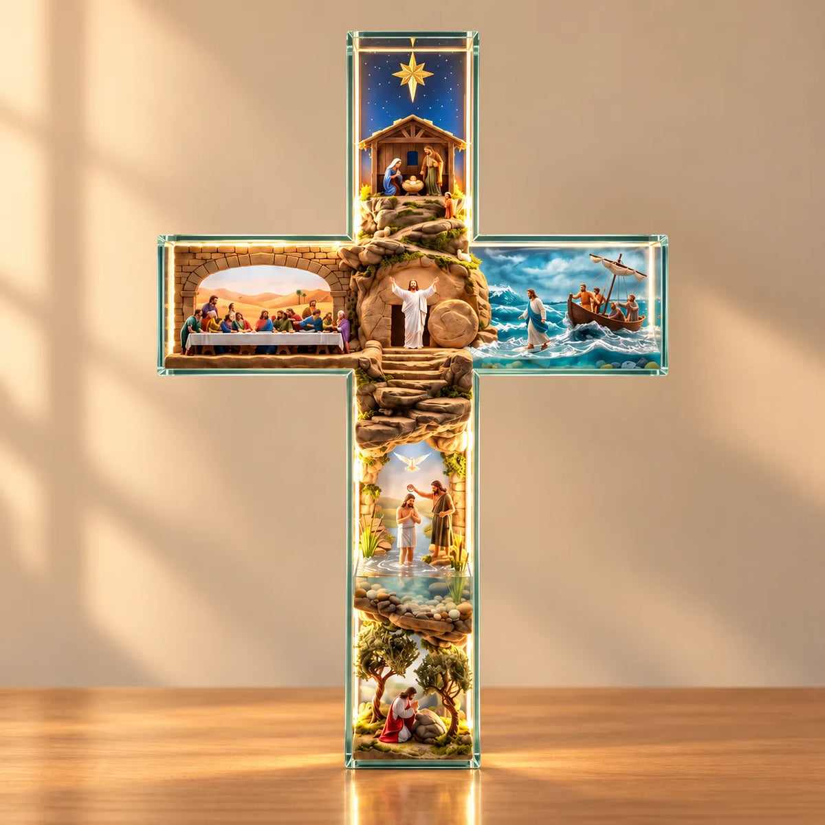 ✝️✨ Illuminated Story of Jesus Cross – Six Sacred Scenes of His Journey