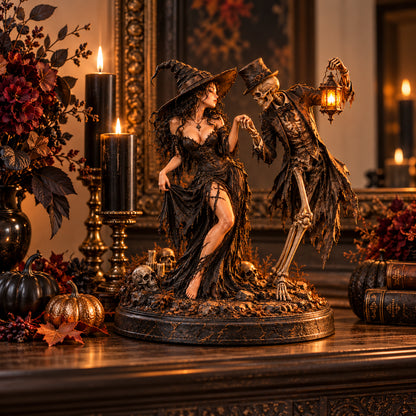 🖤 Till Death Do Us Part | Gothic Witch & Skeleton Love Figurine 💀