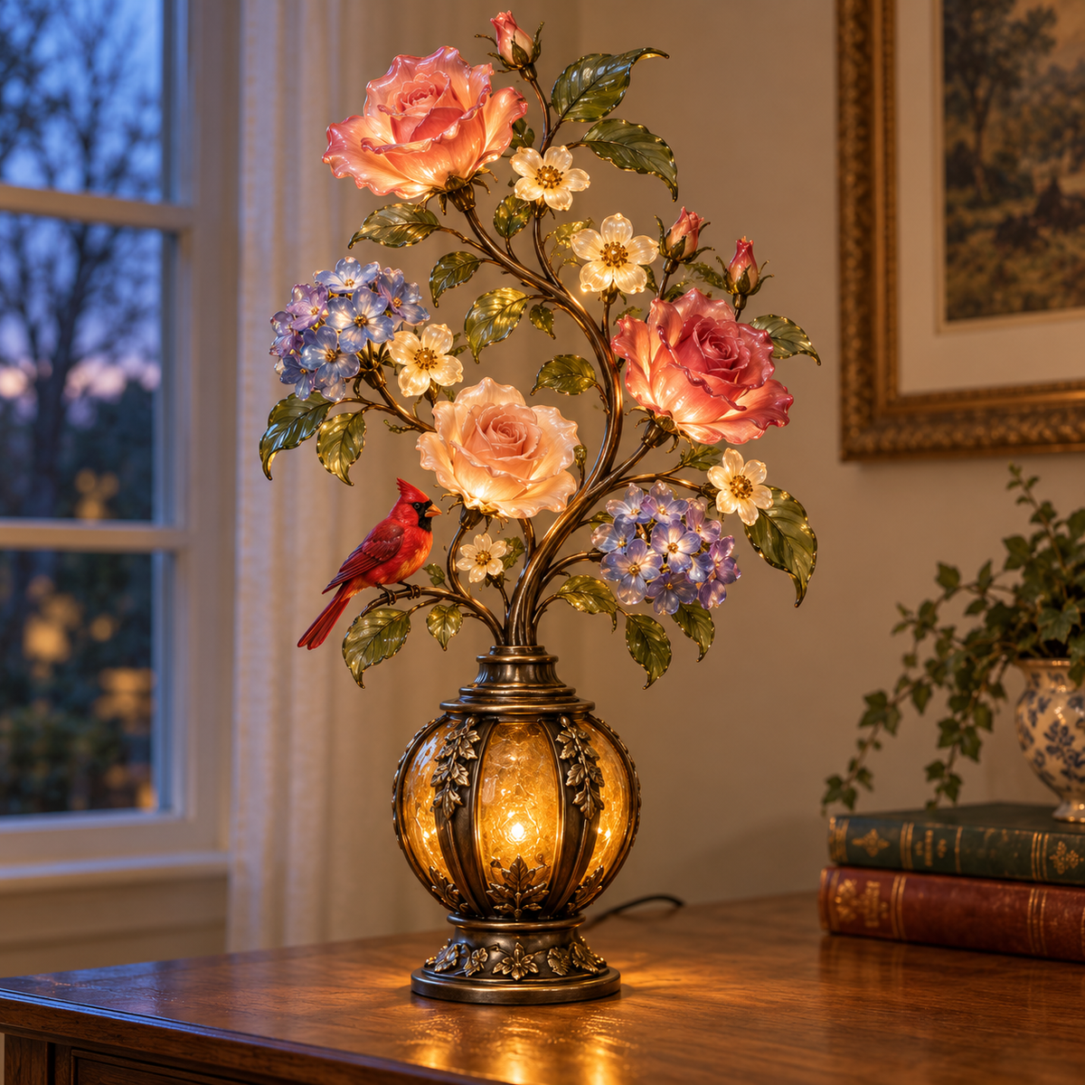 ✨ Everlasting Garden™ | Lighted Rose & Cardinal Decor
