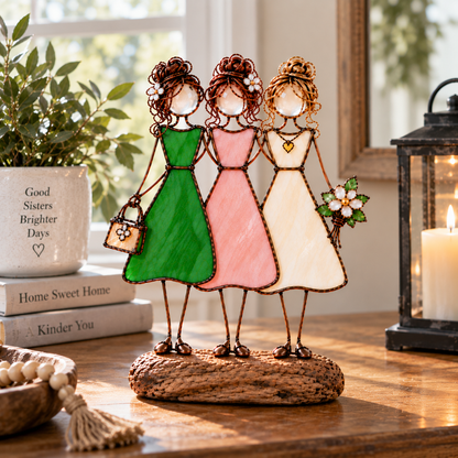 💞🪟 Sisters in Light™ | Stained Glass-Inspired Friendship Figurine
