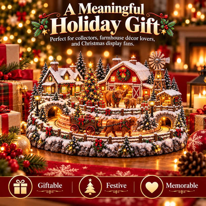 ✨🐮 Lighted Highland Cow Farm Village — Holiday Decor with Warm Lighting
