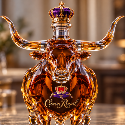 👑🐂 Texas Longhorn Crystal Whiskey Bottle