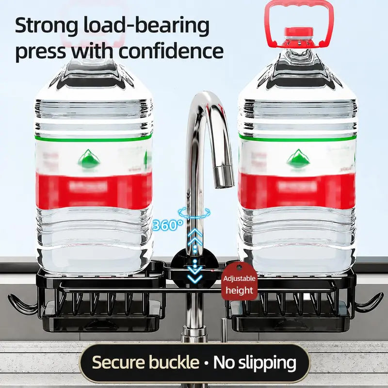 🧽💧 Faucet-Mounted Sink Organizer – Drain Rack with Drip Tray