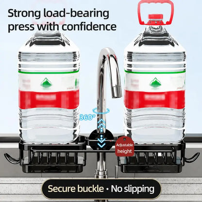 🧽💧 Faucet-Mounted Sink Organizer – Drain Rack with Drip Tray