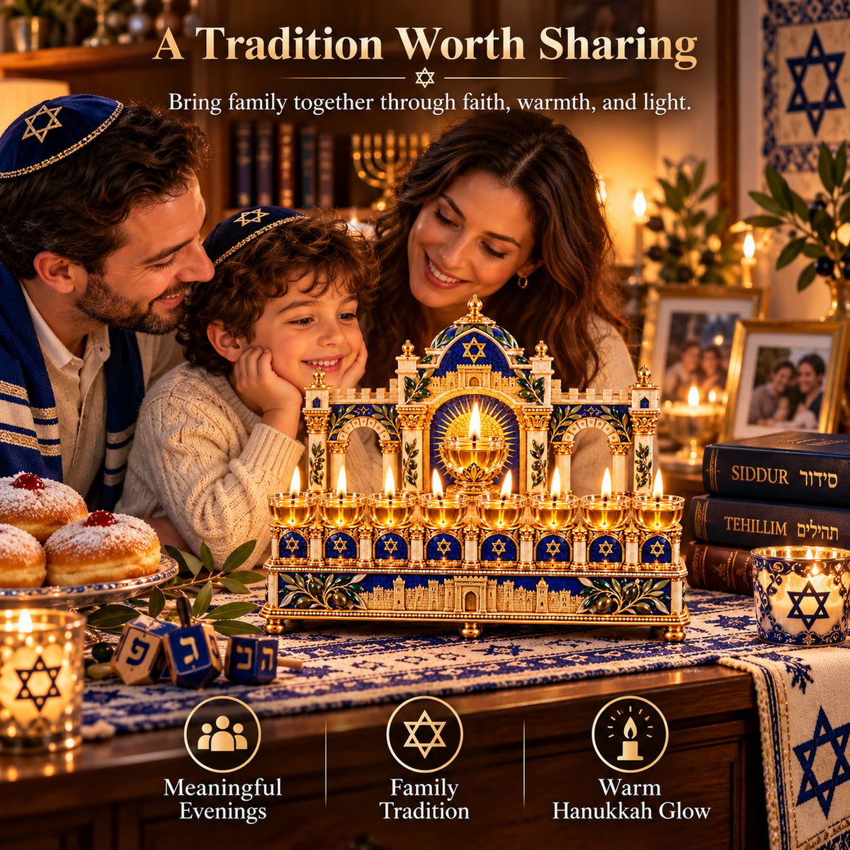 🕎✨ Eight Nights of Light™ | Hanukkah Oil Light Centerpiece