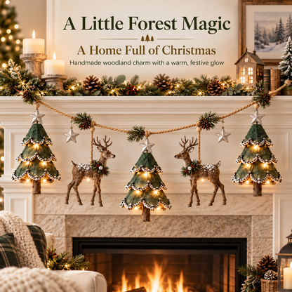 🦌✨ Woodland Deer Glow™ | Lighted Christmas Garland