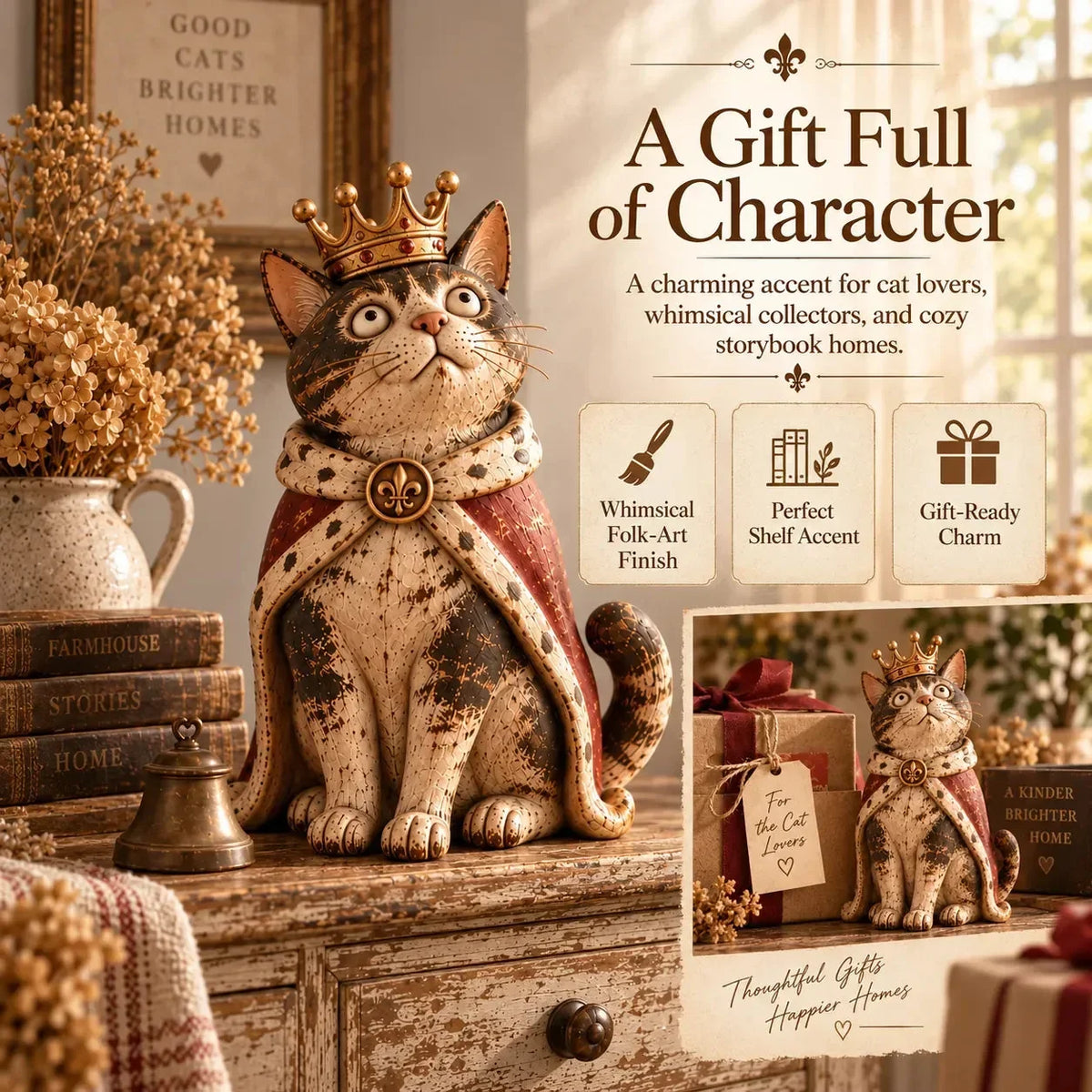 🏰🐈 Feline Kingdom™ | 5 Medieval Royal Cat Figurines