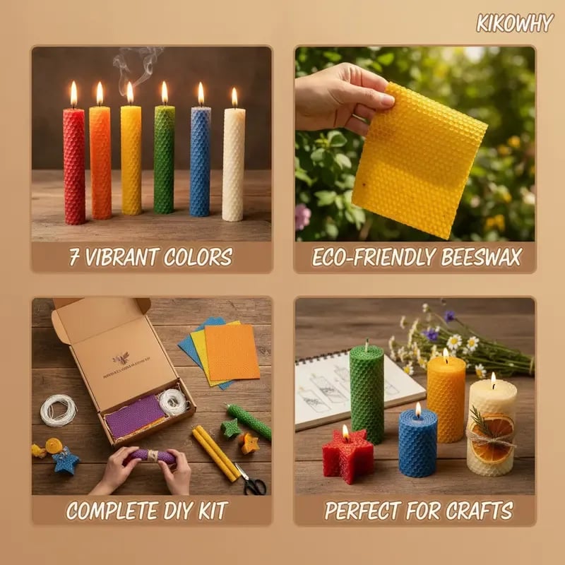 🕯️🐝 HoneyGlow DIY Beeswax Candle Kit – Roll, Create & Light Up Cozy Moments (12-Piece Set)