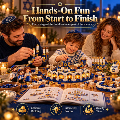 🕎✨ Build Your Hanukkah Together™ | Light-Up Menorah Building Set & Family Holiday Activity