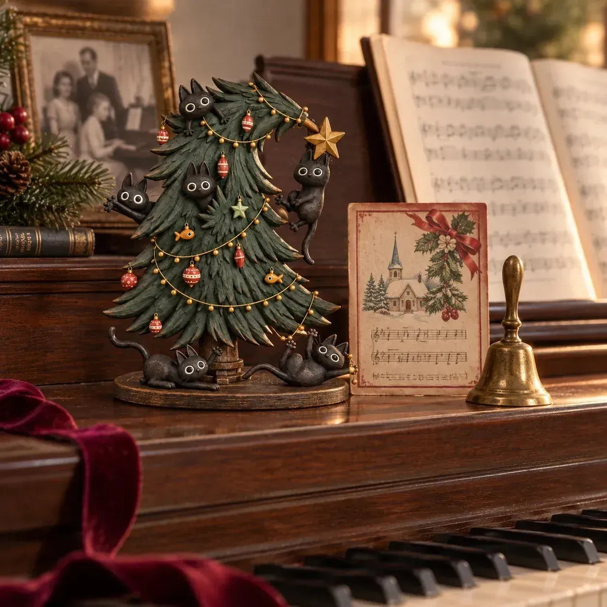 🎄🐈 Midnight Mischief™ | Cute Black Cat Christmas Tree Decor