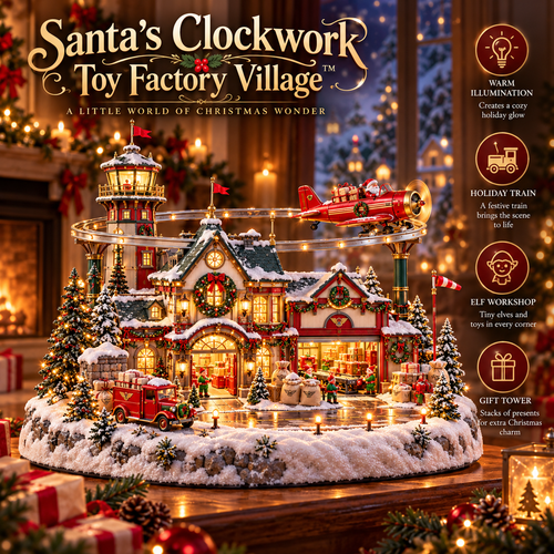 ✈️ North Pole Air Mail Village™ – Lighted Christmas Airport with Santa's Plane, Elf Workshop & Gift Depot