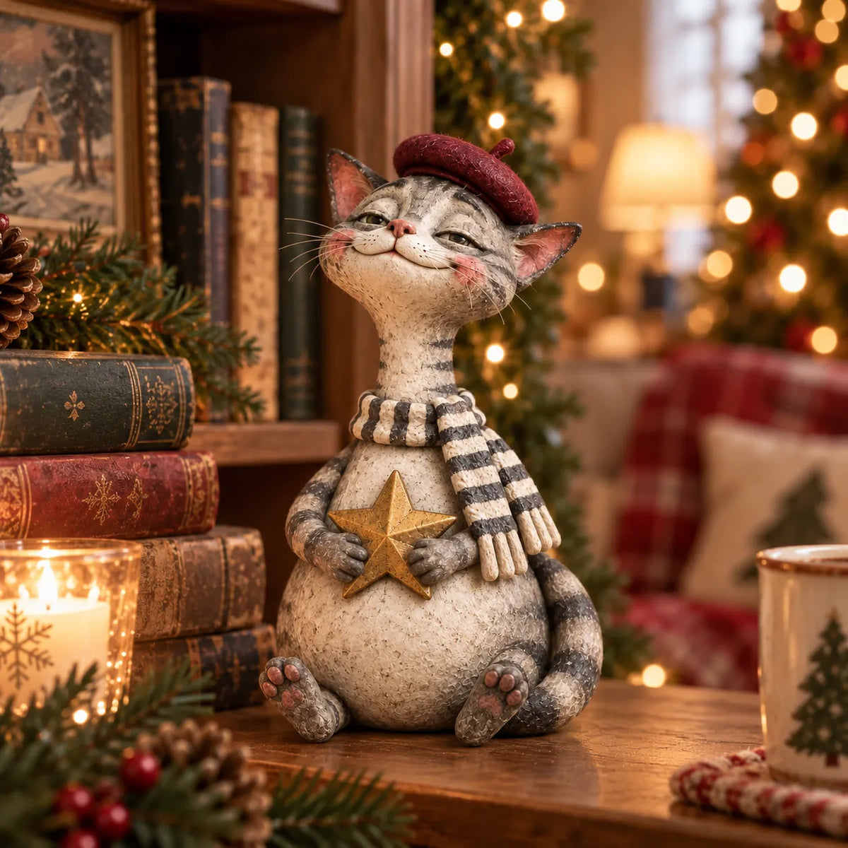 🐱The Christmas Cat Society™ – Whimsical Hand-Painted Holiday Cat Figurine Collection