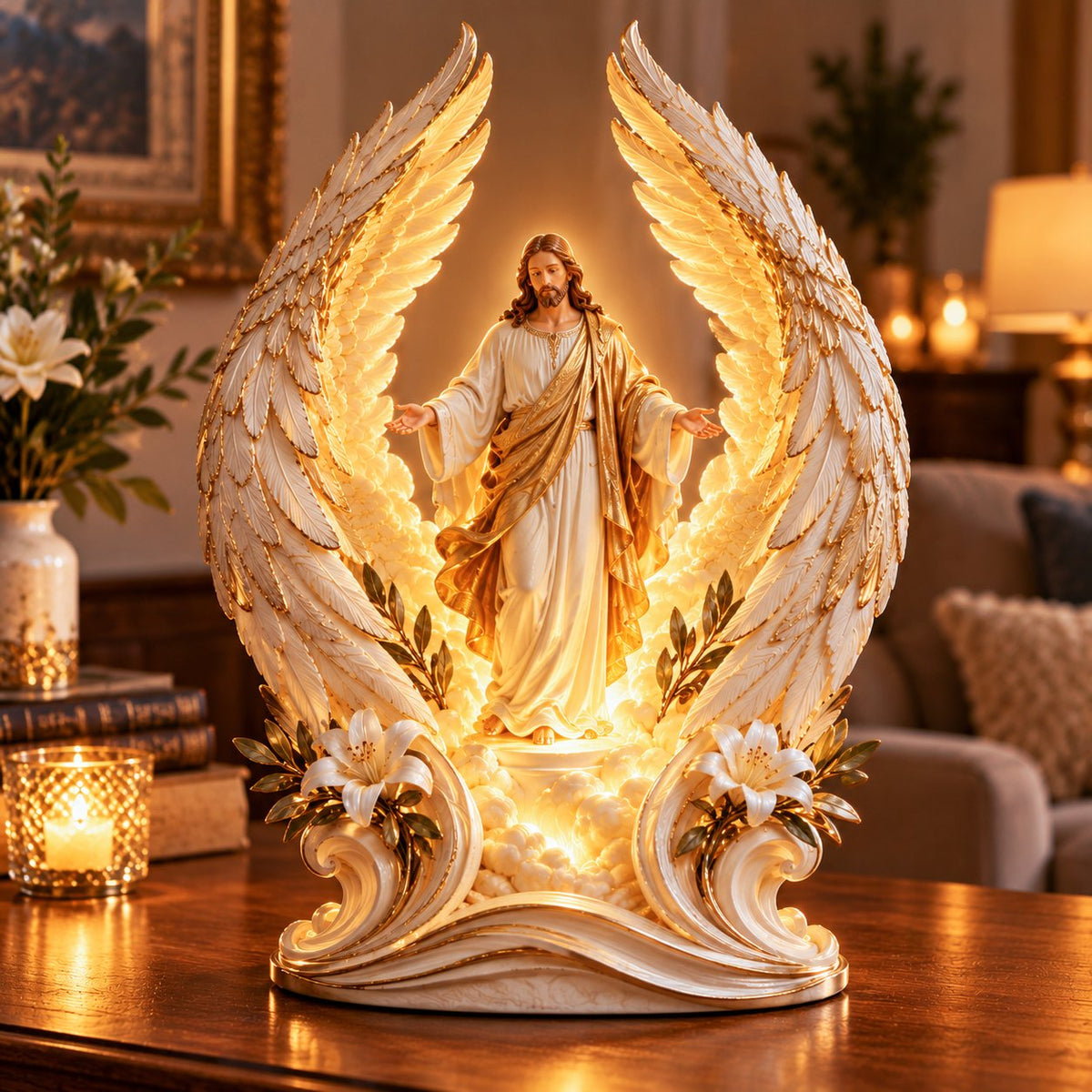 ✝️🕊️ Wings of Faith – Lighted Christian Faith Decor