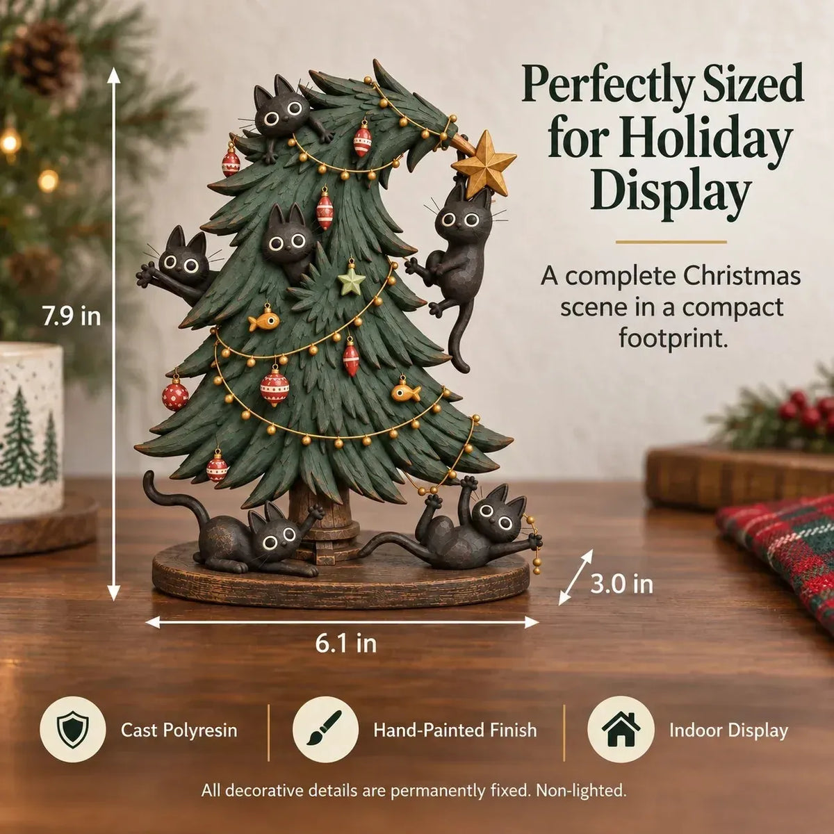 🎄🐈 Midnight Mischief™ | Cute Black Cat Christmas Tree Decor